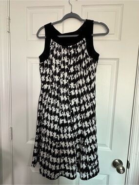 Perceptions Black and White Houndstooth Midi Dress